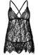 Сорочка беби-долл Leg Avenue Floral lace babydoll & string Black, стринги SO9169 фото 3