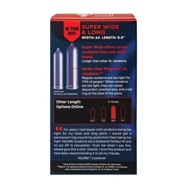 Презервативи латексні ONE Super Wide & Long 64L дуже великого розміру, 10 шт SX1255 фото