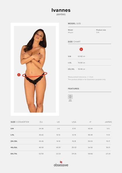 Полупрозрачные трусики с подвеской Obsessive Ivannes panties black, черные SO7280 фото