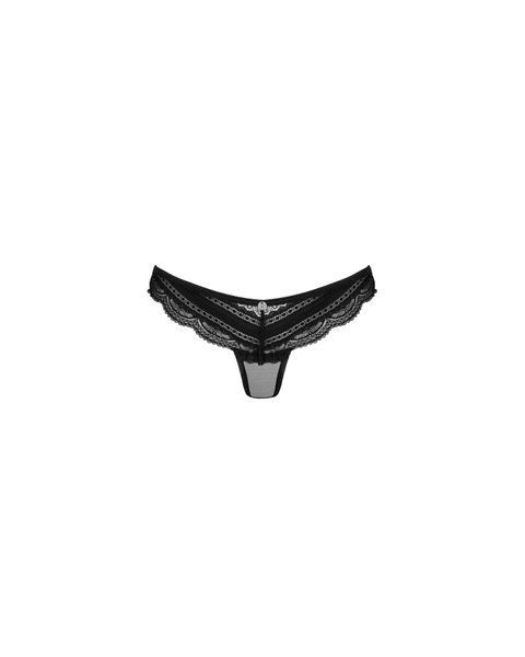 Полупрозрачные трусики с подвеской Obsessive Ivannes panties black, черные SO7280 фото