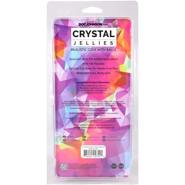 Реалістичний фаллоімітатор з TPE Doc Johnson Crystal Jellies, 21.6 см, різнокольоровий SX4434 фото