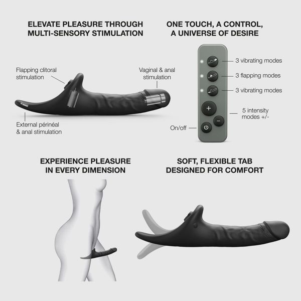 Вибронасадка для страпона с вакуумной стимуляцией Strap-On-Me Multi Orgasm Realistic Dildo Black SX4035 фото
