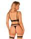 Комплект білизни Obsessive Selinne 3-pcs set Black, бюстгальтер, стрінги пояс для панчіх SO8667 фото 2