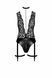Боді Noir Handmade F297 Libido, чорне, мереживо, низ під латекс, відкритий доступ, гартери SX0224 фото 4
