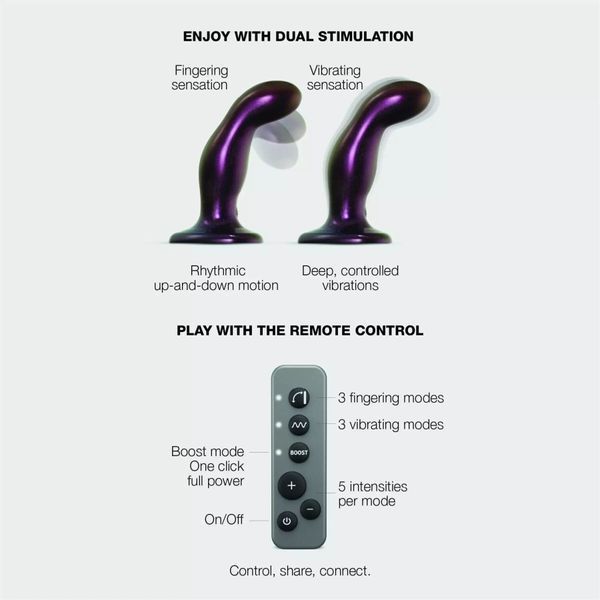 Дилдо Strap-On-Me Fingering M Purple с движением и вибрацией SX4826 фото