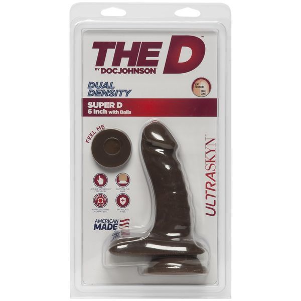 Фаллоимитатор Doc Johnson The D - Super D - 6 Inch With Balls - ULTRASKYN - Chocolate, диаметр 3,8см SO3497 фото