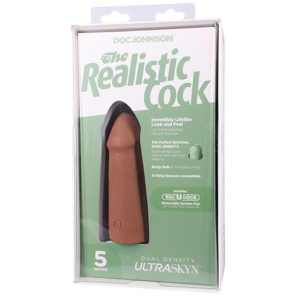 Реалістичний фаллоімітатор Doc Johnson The Realistic Cock, 12.7 см, карамельний, Ultraskyn SX4481 фото