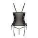 Сетчатый корсет с люверсами и съемными пажами Passion MALWIA CORSET, black, эко-кожа, стринги SO5766 фото 6