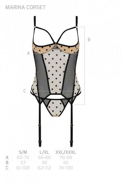 Корсет Passion MARINA CORSET, beige, з відкритими чашками SO9727 фото
