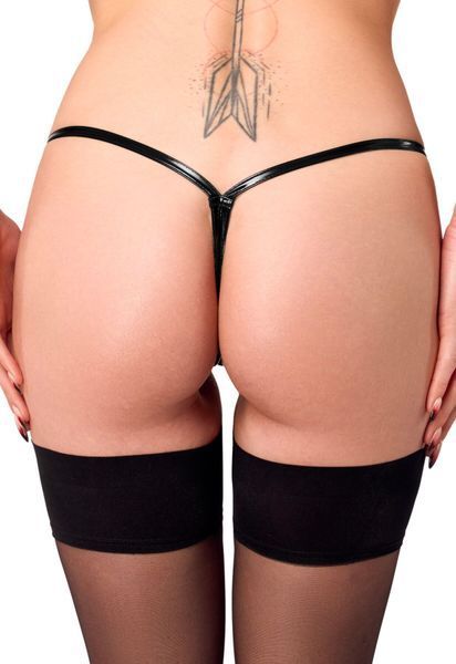 Трусики Noir Handmade P014 Dominae PVC panty with silver clasp 3XL SX4228 фото