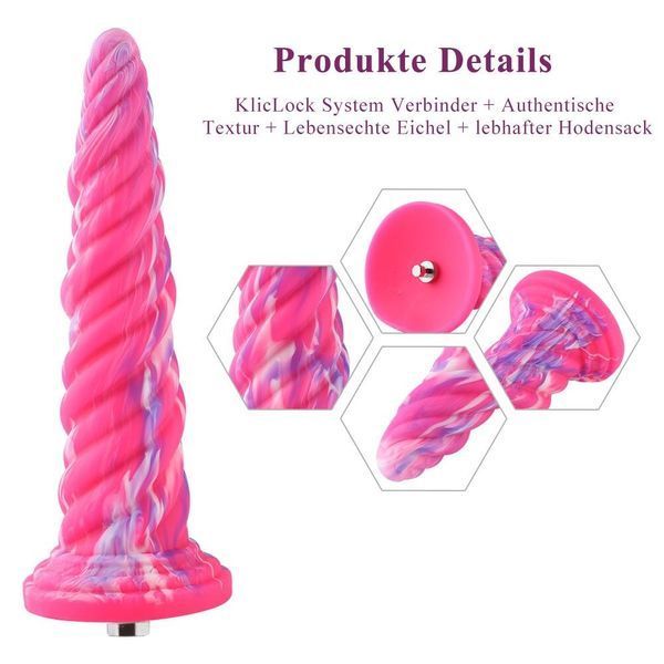 Фантазійний фалоімітатор 10.12&Prime; для секс-машин Hismith Silicone Dildo rose Monster Series, KlicLok SO6215 фото