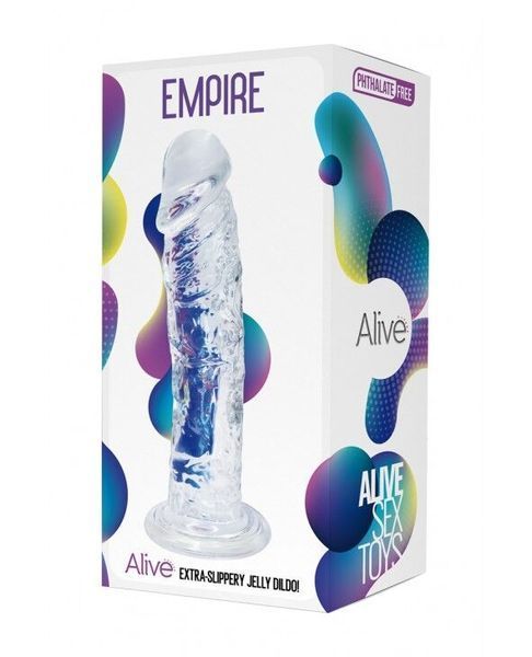 Прозрачный фаллоимитатор Alive Jelly Dildo Empire, ТПЕ, присоска, диаметр 4,3см, длина 19,3см SO5554 фото