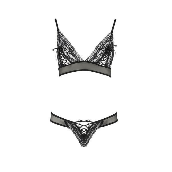 Комплект білизни Passion ERZA SET, black, ліф і трусики PS26011 фото
