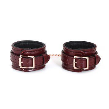 Шкіряні поножі Liebe Seele Wine Red Ankle Cuffs, знімний ланцюжок-кріплення SO9453 фото