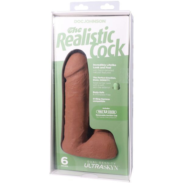 Doc Johnson The Realistic Cock ULTRASKYN - 6 Inch with Balls Caramel