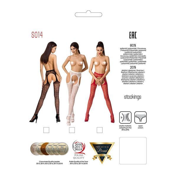 Кружевные колготки-бодистокинги Passion S014 One Size имитация чулок и пояса с гартерами PSS014B фото