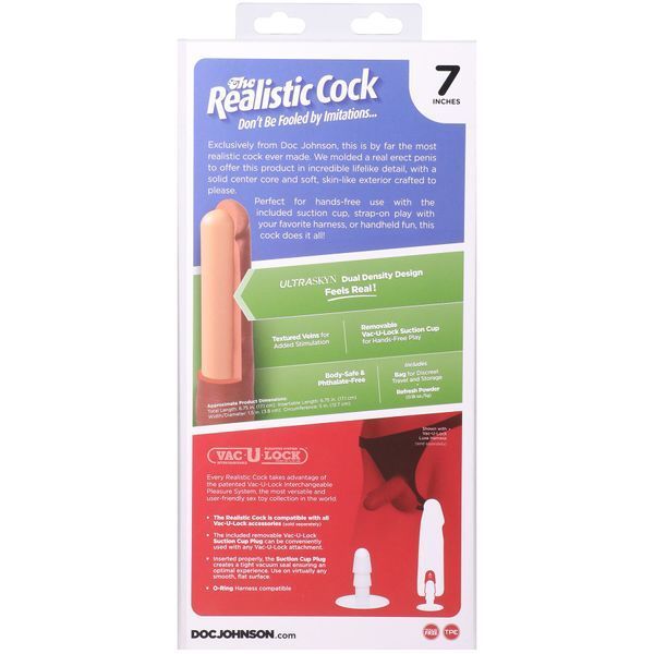 Реалистичный фаллоимитатор Doc Johnson The Realistic Cock, 17.1 см, шоколадный, Ultraskyn  SX4485 фото