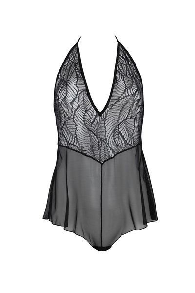 Боді Passion LEAFA BODY black, на зав'язках, м'яка чашка, низ у вигляді шортиків SX0501 фото