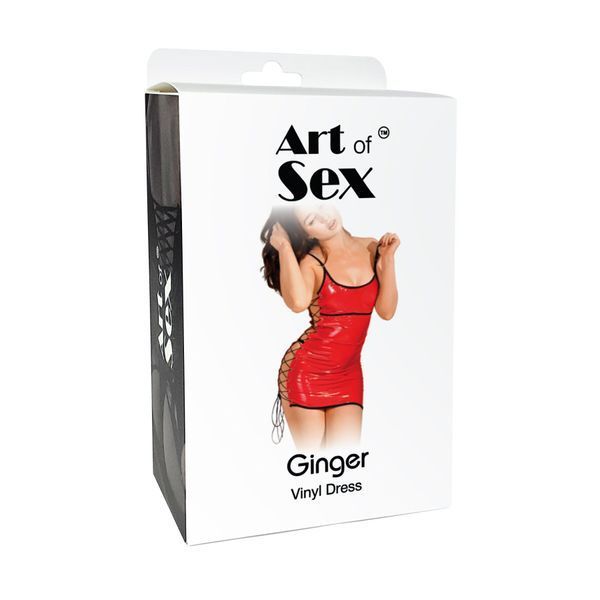 Сексуальное лакированное платье на шнуровке Art of Sex - Ginger красное  SX2370 фото