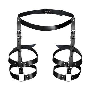 Шкіряні гартери Art of Sex - Melani Leather garters, Чорні  SO8301 фото