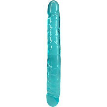 Фаллоимитатор двусторонний Doc Johnson Crystal Jellies 12" Jr. Double Dong Teal  SX4430 фото