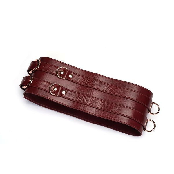 Кожаный пояс для бондажа Liebe Seele Wine Red Waist Cuff, S Size SO9462 фото
