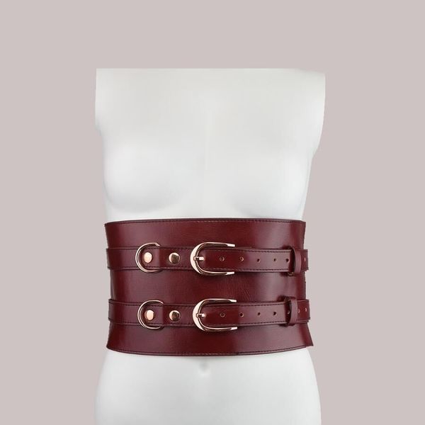 Кожаный пояс для бондажа Liebe Seele Wine Red Waist Cuff, S Size SO9462 фото