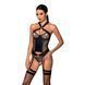 Сетчатый комплект корсет с халтером, съемные подвязки и трусики Passion AMANDA CORSET, black SO5319 фото 1