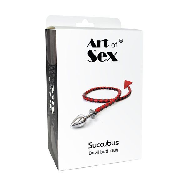 Металлическая анальная пробка с дьявольским хвостом Art of Sex - Succubus, экокожа, красный SO9626 фото