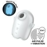 Вакуумный клиторальный стимулятор с вибрацией Satisfyer Glowing Ghost White, светится в темноте SX0544 фото
