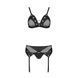 Комплект белья Passion NESSY SET black, бюстгальтер, пояс для чулок, стринги SO8458 фото 3