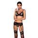 Комплект белья Passion NESSY SET black, бюстгальтер, пояс для чулок, стринги SO8458 фото 1