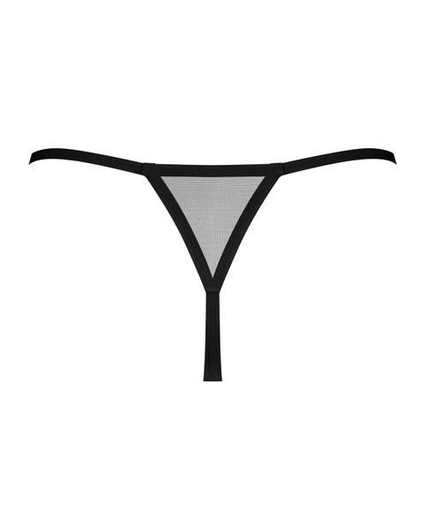 Трусики-стрінги Obsessive Novenes crotchless thong, сітка, стрепи, прикраса зі стразами SX0622 фото