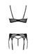 Комплект Passion LEAFA SET black, мереживо+сітка, бюстгальтер на кісточках, стрінги, пояс для панчіх SX0510 фото 4