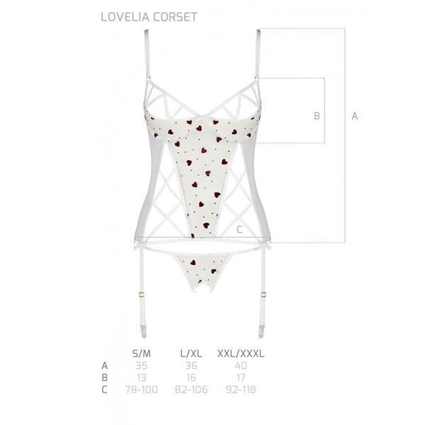 Корсет з підв'язками, стрінги Passion LOVELIA CORSET, white SO4768 фото