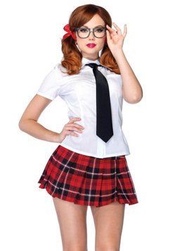 Еротичний костюм школярки Leg Avenue Private School Sweetie, сорочка, спідниця, краватка, оправа SO9119 фото