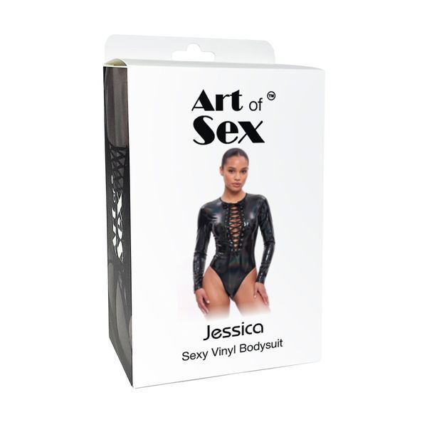 Вінілове боді з рукавами Art of Sex - Jessica, колір червоний SX4681 фото